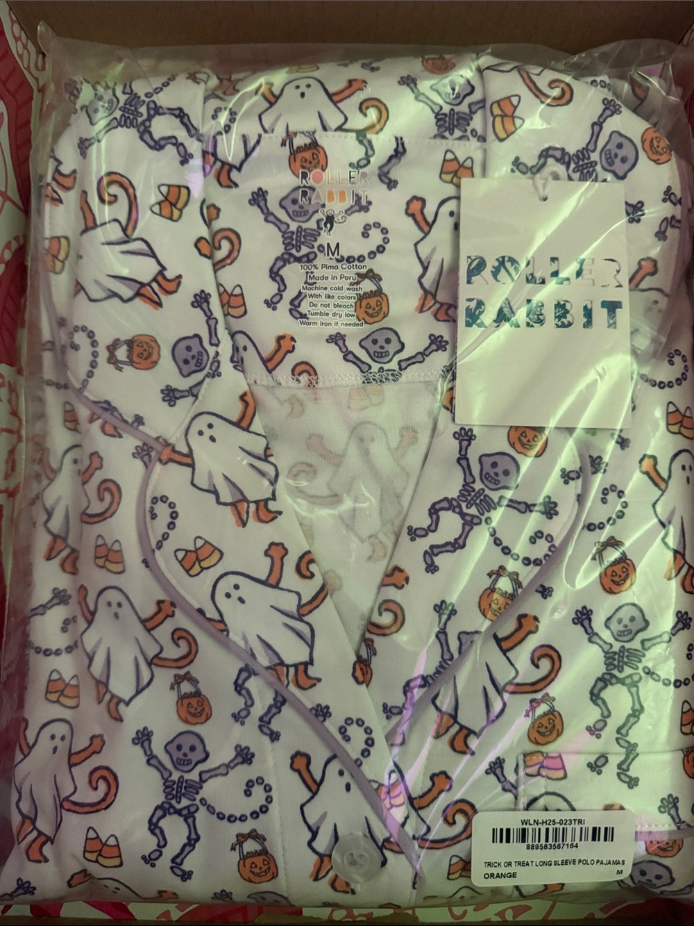 BNWT Roller Rabbit Trick or Treat Long Sleeve Polo Pajamas Size Medium - Picture 4 of 4